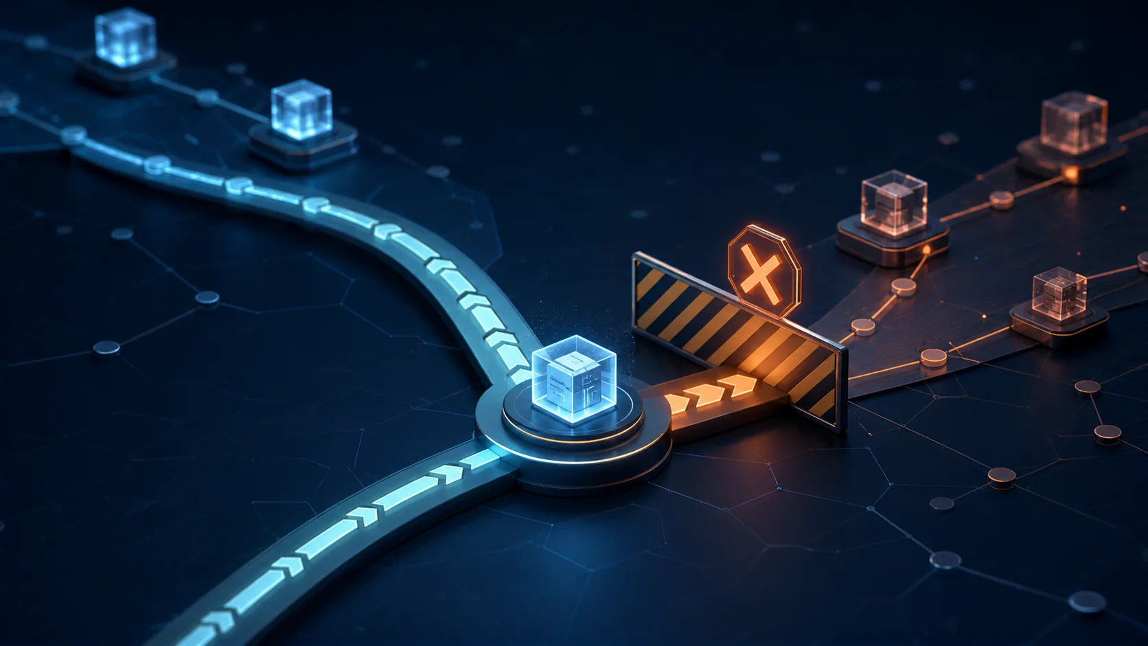 சரியான மற்றும் தவறான blockchain பாதைகளை ஒப்பிடும் wrong-network recovery விளக்கம்